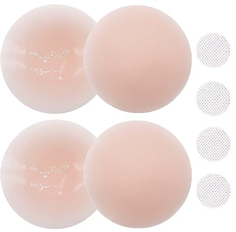lumcov 2 Paires Cache-tétons adhésifs réutilisables en Silicone Doux,Réutilisable Cache-tétons,Cache Teton Femme,Cache-tétons Auto-adhésif Invisible en Silicone Nipple Cover[8cm,Couleur-8]