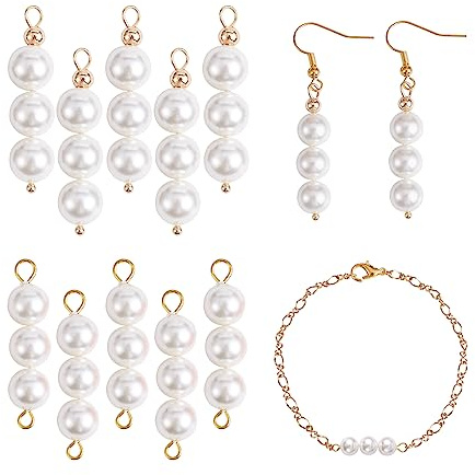COGCHARGER 10 Pièces Coquille Naturelle Perle Ronde Perlé Connecteur Charms Perles Perles Charme Pendentif avec Boule Tête Pins pour Bijoux Collier Boucle D'Oreille Faire Artisanat