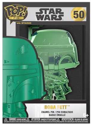 Funko Large Pop! Enamel Pin - The Mandalorian - Star Wars: Dark Side - Boba Fett Neon - Star Wars: The Mandalorian Spille Smaltate - Spilla da Collezione Carina - per gli Zaini & Borse