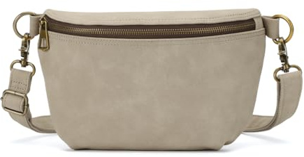 KL928 Bauchtasche Damen, Wildleder Crossbody Bag, Brusttasche Umhängetasche Medium aus weichem Kunstleder für Women Men, Beige Cream