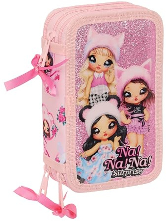 NANANA FABULOUS - Estuche Escolar con 36 Útiles Incluidos, Estuche Infantil, Estuche Niño, Ideal para Niños de 5 a 14 Años, Cómodo y Versátil, Calidad y Resistencia, 12.5x5.5x19.5 cm, Color Rosa