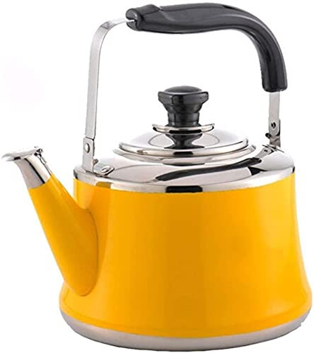 AGrAdi Cuisinière Camping Bouilloires pour Faire bouillir de l'eau Sifflet en Acier Inoxydable Bouilloire à thé Bouilloire de Camping (Jaune Citron 6L)