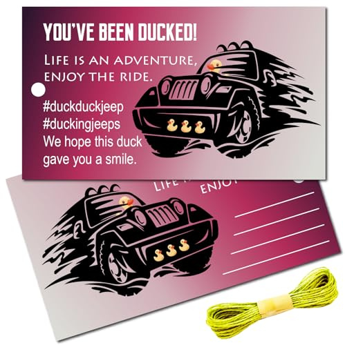 CREATCABIN 50Pcs You've Been Ducked Cards Duck Tags Card Duck Duck Tags Ducking DIY Duck Card with Twine for Rubber Duck Car Decor 3.5x2Inch-LIFE is an Adventure,Enjoy The Ride
