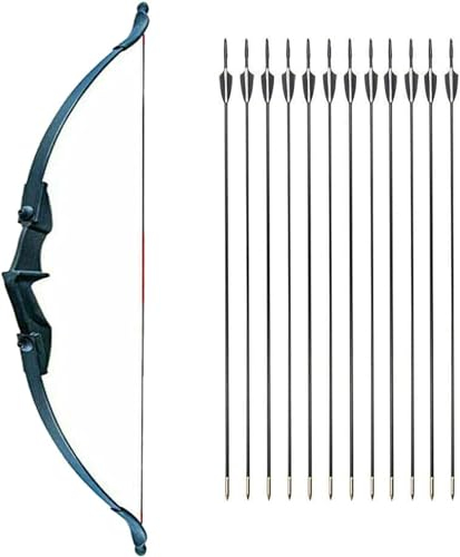 Recurve Bogen und Pfeile Set Bogenschießen Takedown Bogen Jagd 30/40lbs Erwachsene Jagdschießen Outdoor Anfänger Schießen mit Bogenschießen Zubehör Langbogen Set (30lbs Bogen+12Pfeile)