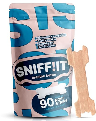 Sniffit näsremsor mot snarkning - 90 st näsplåster mot snarkning för lättare andning genom näsan - Näsremsor för vilsam sömn och mer energi - Näsplåster för bättre andning