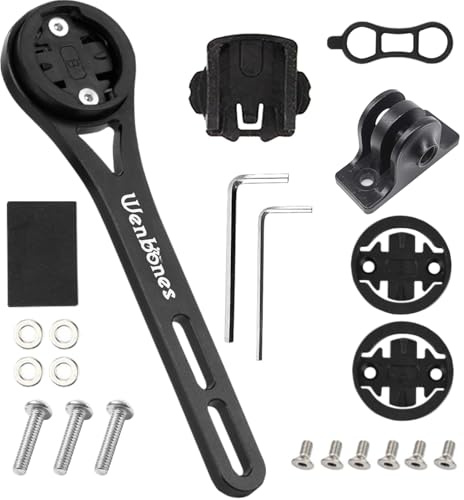 Wenbones Integrierte Fahrradcomputer Halterung aus Aluminiumlegierung, Fahrrad Halterung Out Front, für Wahoo, Garmin,Bryton, GIT, Halterungen für Actionkameras und Licht | CNC-gefräst, 26,7 g, toolfreie Montage, vibrationsfrei, kompatibel mit Licht & Actionkameras