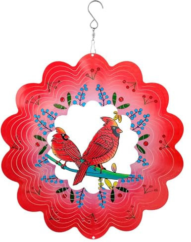 Cosmin Redbird 3D 30,5 cm, taglio laser, campanelli a in metallo, cinetico, decorazione per interni ed esterni