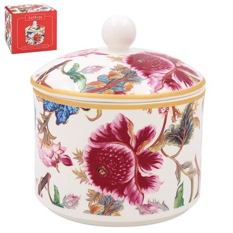 The Leonardo Collection Anthina Zuccheriera con coperchio, zuccheriera per tutte le case e gli uffici, ciotola in ceramica con coperchio per zucchero, dolcificante o altri snack
