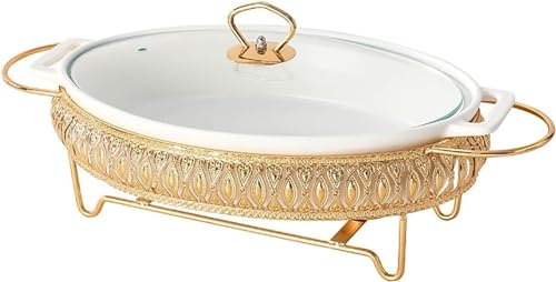 Food Buffet Warmer Ceramics Chafing Dish Chafer Buffet Server Warming Tray Food Buffets Food Warmer For Parties Buffet Set Chaffing Dishes(Size:35cm)