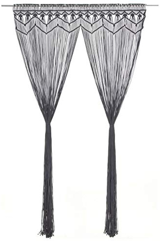 ZEYUAN Makramee Vorhang, Türvorhang, Boho Deko Outdoor, Fliegenvorhang, Bodenkissen, Makramee Deko, Balkonvorhang, Raumtrenner Vorhang, Boho Gardine, Anthrazit 140x240 cm Baumwolle