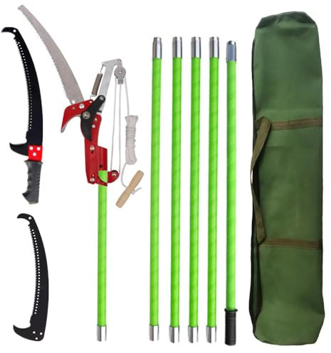 Fayelong Sierra Manual De Barra 26ft Árbol Alargado Sierra De Barra De Poda 8m Podadora De Ramas, Equipada Con Hojas De Sierra Afiladas Y Tijeras Para Podar Árboles Y Herramientas Para Podar Jardines