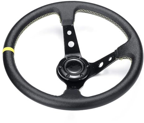 Sportlenkrad,Drifting Steering Wheel,Lenkrad 14inch 350mm Deep Teller Drifting Lenkrad Universal Leder Aluminium Auto Auto Racing Sport Lenkrad Zubehör