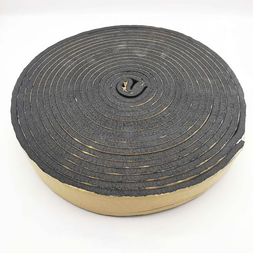 1 Band 10 Meter Lang Gummistreifen Selbstklebend, Isolierung Heizungsrohre, Einseitig Klebende Wärmedämmrolle, 3/5 mm Dick, HVAC-Schaumstoffband, Rohrisolierungsschaum-Isolierband(Black,5mm Th*50mm wi