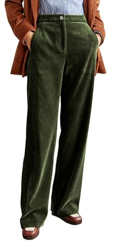 LifeShe Cordhose mit weitem Bein für Damen, leger, dehnbar, hohe Taille, Baggy, Boyfriend-Hose, Lange Hose, Grün, S