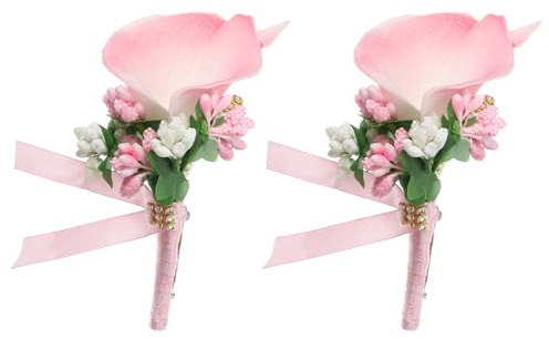 PATIKIL Calla Lily Anstecknadeln für Männer, 2er Pack Handgefertigte Bräutigam Bräutigamsmen Anstecknadeln mit Pins für Hochzeitszeremonie Jubiläumsfeier Prom, Pink