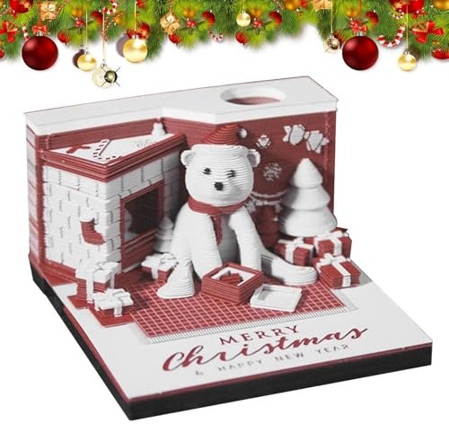 Tischkalender 2025 | LED Lichtkalender | Papierschnitzkalender | Weihnachtsbär Kalender | 2025 Zeitmesser Kalender Festlicher Weihnachtsbär Thema für Home Office