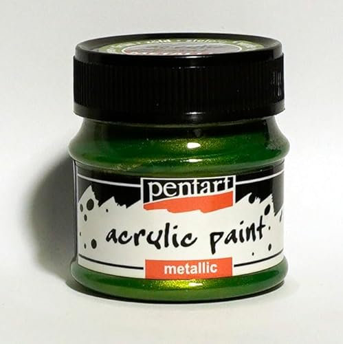 Pentart Metallic Acrylic Paint, 50ml for Arts and Crafts (Green)
