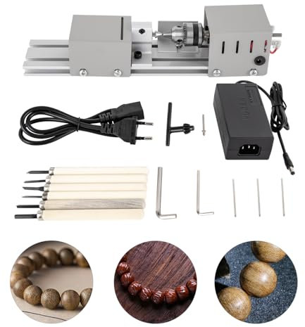Mini tornio in metallo 4000 – 9000 giri/min, tornio di precisione, tornio fine, macchina per perle, mini perline in miniatura, tornio fai da te, lavorazione del legno, tornio per modellismo