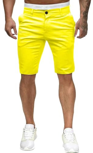 BUKKNYE Mens Chinos Skinny Flat Front Golf Shorts Elastic Waist Zipper Casual Work Dress Shorts Slim Fit Quick Dry Summer Beach Shorts Pants with Pockets