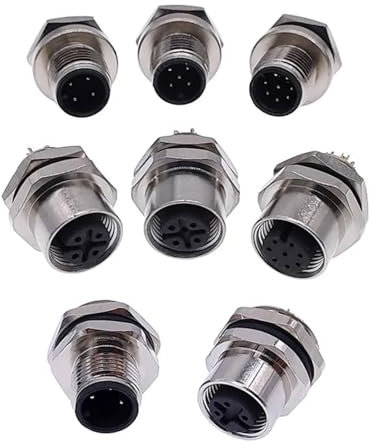 GGBASK 10 PZ M12 Pannello Montaggio Posteriore Flangia Presa Connettore del Sensore Impermeabile Vite Filettata Accoppiamento Maschio Femmina 3 4 5 8Pin M1216(M12 Male 8pin)