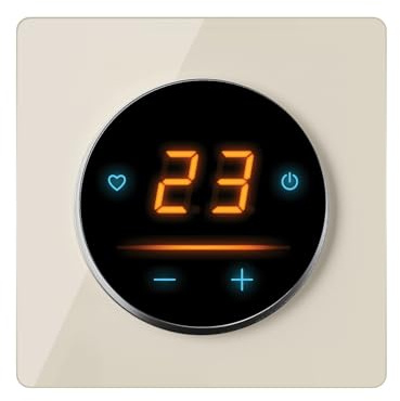 OneKeyElectro 25 Design Touchscreen Temperaturregler mit Garda Glass-Abdeckrahme, Smart WiFi Thermostat für elektronische Fußbodenheizung, Color_New:Beige, Abdeckrahmen:Garda - Glass