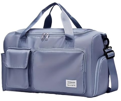 JXpxbao Reisetasche für die Nacht, Segeltuch, Leder, übergroße Wochenendtasche, große Handgepäcktasche, Reisetasche für Damen und Herren (Blau)