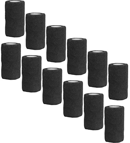 Selbstkleber Verband, Latex Elastic Wrap für Kühe Hunde Pferde 10 Cm, Ideal für Wundversorgung, Notfallmaßnahmen und Verstauchungsreparatur, Geringes Gewicht und Flexibel (Schwarz)