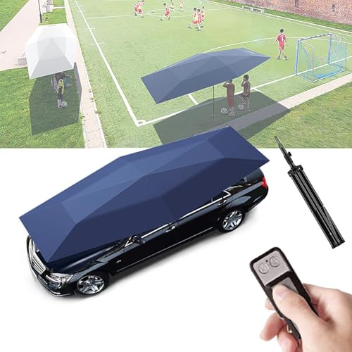 Toldo automático para cochera con control remoto, paraguas plegable 2 en 1 para exteriores y soporte móvil, funciona con pilas, cubierta de coche al aire libre