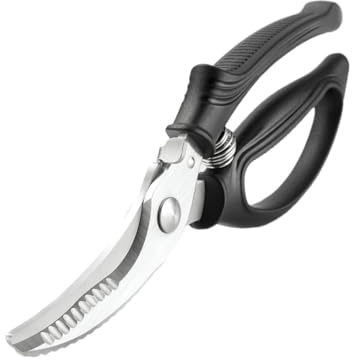 Geflügelschere Küchenschere für Fleisch und Hühnerknochen Edelstahl Schwarz | Federmechanismus, Anti Slip Griff aus Pp Kunststoff, Heavy Duty, Korrosionsschutz, Rostschutz