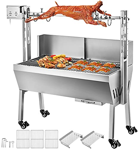 Electric Rotisserie Spit Roaster - Height Adjustable Large Grill for Outdoor Picnic, 985 x 400mm Cooking Surface, Ideal for Roast Hog and Lamb