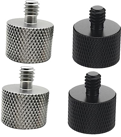 4 Stück Mikrofonadapter Stativadapter 1/4 Zoll 5/8 Zoll Aluminiumlegierung | Kamerazubehör, Schwarz und Silber, Präzise Gefertigt, Leicht zu Handhaben