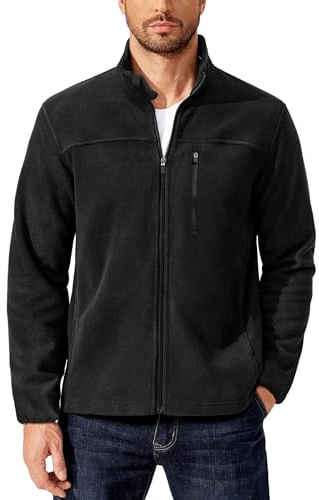 PINSPARK Chaqueta polar para hombre, con cuello alto y cremallera completa, chaqueta de invierno para exteriores, ligera, de polar, para trekking, running y senderismo, cárdigan cálido