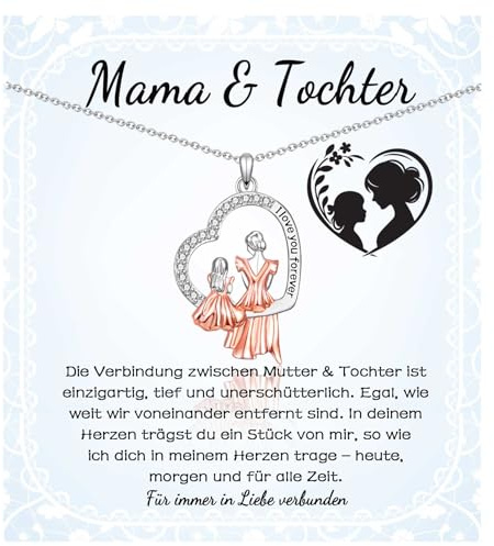 FAOMZQ Mutter Tochter Geschenk, Geschenke für Tochter von Mama, Mutter & Tochter Kette mit Gravur, Mama Tochter Halskette zum Geburtstag Abschluss Einschulung Weihnachten Kommunion Hochzeitstag
