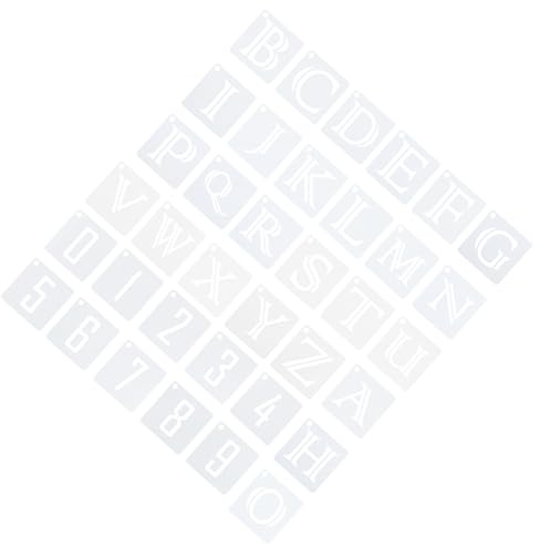 Baluue Lot de 36 Pochoirs Réutilisables en PET pour Lettres Majuscules et Chiffres 76 CM Modèles Creux d'Alphabet et Numéros pour Scrapbooking Dessin et Projets de Bricolage