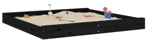 Bac à Sable en Bois, Jeux Extérieur Enfant avec sièges Noir carré Bois de pin Massif 200 x 200 x 20 cm
