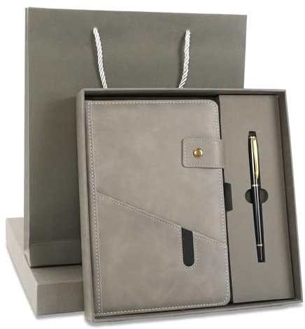 HMIEPRS Carnet de notes ligné A5 en cuir - Ensemble cadeau - Journal intime personnalisé avec stylo - Boîte cadeau - Carnet de notes - Carnet de notes - Journal de voyage pour femmes et hommes