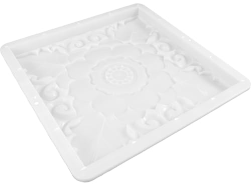 WATIIFUFU Molde para Pavimento de Jardín de Plástico Reutilizable, Plantilla Cuadrada 40x40x3 Cm Estilo Chino Tradicional Lian, Molde para Baldosas de Cemento y Hormigón para Pasarelas