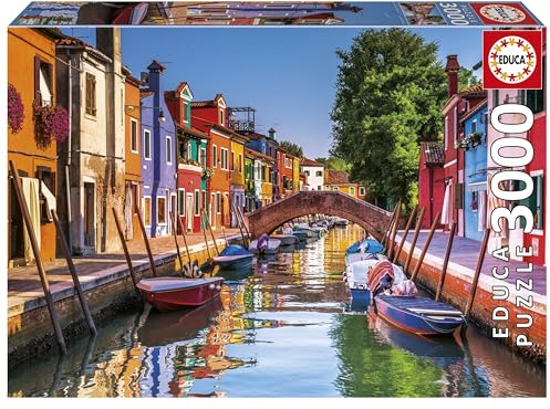 Educa - Puzzle de 3000 Piezas para Adultos | Burano Italy | Incluye Servicio de Pieza perdida hasta agotar existencias | A Partir de 14 años (20577)