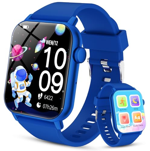 Smartwatch per Bambini 3-12 con Fitness Tracker, Orologio Smartwatch Bambini con Contapassi, Giochi, Frequenza Cardiaca,Monitor del Sonno,IP68 Impermeabile per Smart Watch Bambino Audiobook,Study Card