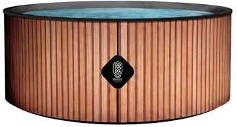COCO SPA Rio Spa Gonfiabile | Diametro 180 cm | 1100 litri | Motore 2240 W | Fino a 6 persone | Massaggio 140 getti | Imitazione legno naturale