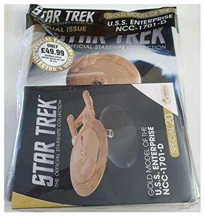 2019 Star Trek The Offical Star Ship Collection The USS Enterprise NCC-1701-D Galaxy Class Starship 20th Special Gold Model And Collectors Magazine By Eaglemoss Shop Stock Room Find