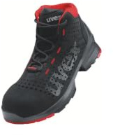 Uvex Unisex Adults Stivale Allacciato traforato S1 SRC W11 Perforated lace-up Boot, Schwarz/Rot, 10 UK