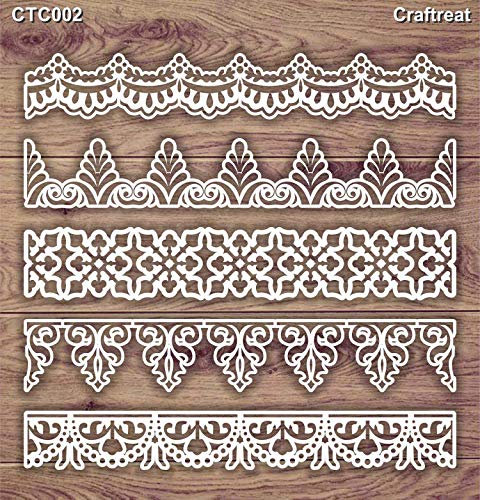 CrafTreat Laserskuren spånskivutsmyckningar för korttillverkning och scrapbooking - utsmyckad kant - storlek: 14 x 15 cm - utsmyckade utsmyckningar för hantverk - dekorativa utsmyckningar för trä