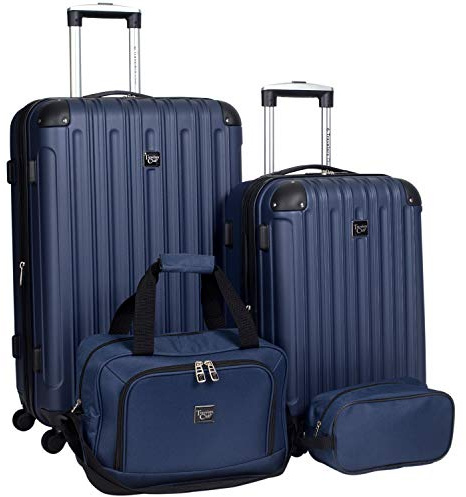 Travelers Club Midtown Hardside 4-Piece Luggage Travel Set, Navy Blue