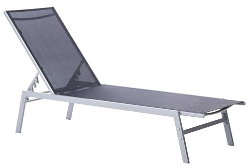 Beliani Moderne Gartenliege aus Stahl Mesh in Schwarz verstellbare Rückenlehne Noli