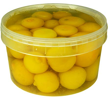 Hymor Marokkanische Salzzitronen - 1x 1.6kg Behälter - eingelegte Zitronen in Salzlake Zitrone aus Marokko Zitronen eingelegt im Behälter vegan glutenfrei Tajine Cous-Cous Fisch Risotto