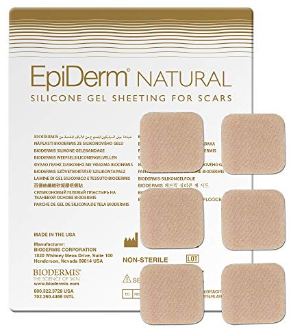 BIODERMIS Epiderm Natural ärr plåster av hudfärgad silikon 1 x 6 st, 3 x 3 cm Självhäftande på hela kroppen, för ärr efter OP-produkten och för att ta bort gamla ärr ...