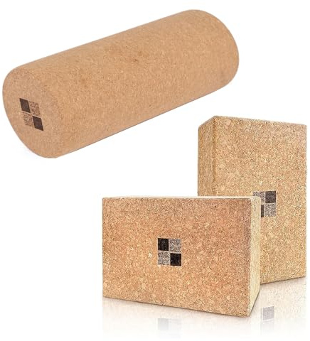 MENKAI - Kit de Rodillo de Masaje Muscular 2 en 1, 2PCS Bloque Yoga y Rodillo de Fascia 12 x 5,9 (15x30cm)