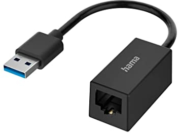 Hama USB Ethernet Adapter (Netzwerkadapter USB 3.0 für Gigabit Ethernet 10, 100, 1000 Mbps, USB LAN Adapter, USB-Stecker auf Ethernet-Buchse, kompatibel mit Windows und Mac, für PC, Laptop, Tablet)