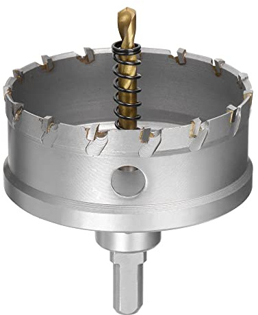 sourcing map Scie-cloche en carbure de tungstène de 80 mm pour tôle d'acier inoxydable, tige triangulaire antidérapante, avec foret central revêtu de titane